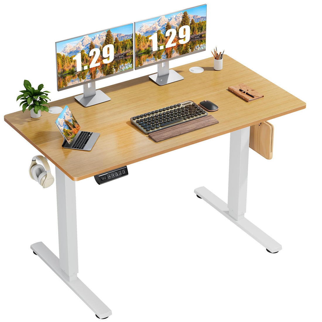 Ergonomic Height Adjustable Table with T-Shaped Metal Bracket Modern Computer Workstations