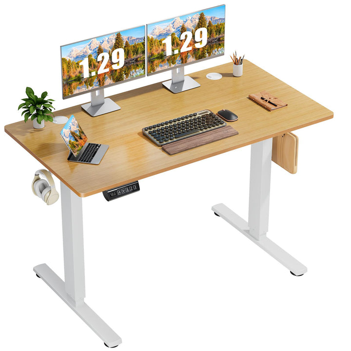 Ergonomic Height Adjustable Table with T-Shaped Metal Bracket Modern Computer Workstations