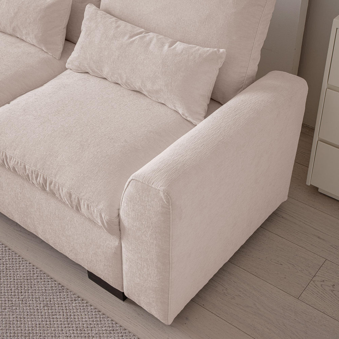 114.5"Modern L Shaped Chenille Sofa Couch Reversible Ottoman With Storage Removable and Washable Cushions Sofa With USB Ports & Cup Holder For Living
