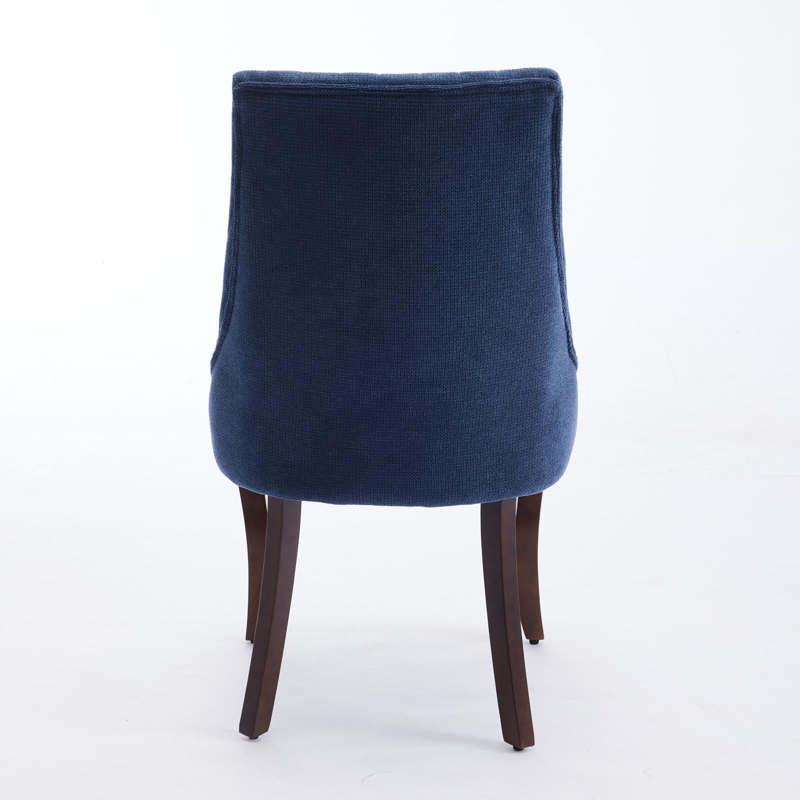 Rayon Cloth Flocking Linen Dining Chairs  Comfy Fabric Upholstered Accent Chair for Dining Room with Curved Solid Wood Legs,Set of 2