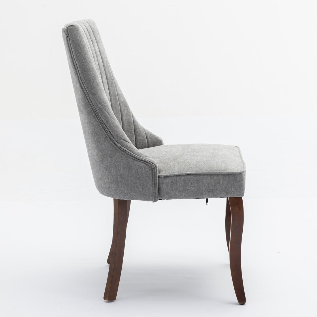 Rayon Cloth Flocking Linen Dining Chairs  Comfy Fabric Upholstered Accent Chair for Dining Room with Curved Solid Wood Legs,Set of 2