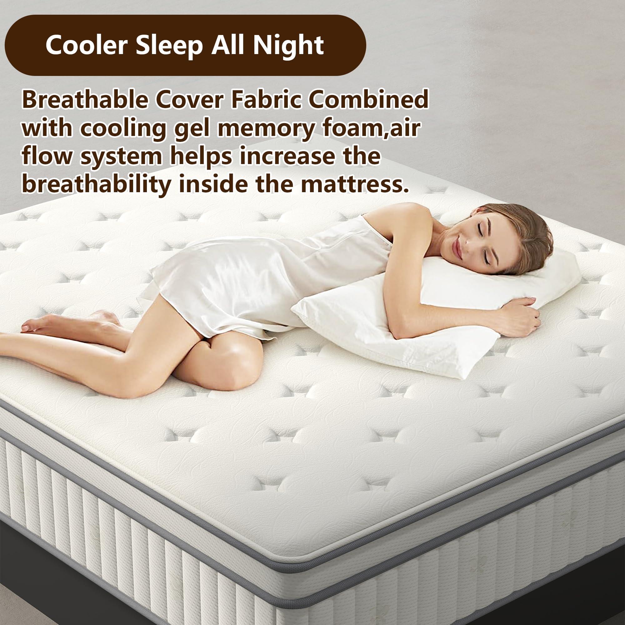 High Quality 10" Twin Diamond Innerspring Hybrid And Cooling Gel Memory Foam Mattress, Pressure Relief, And Motion Isolation