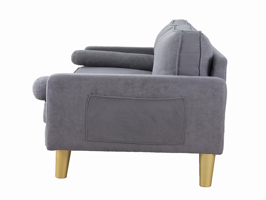 Linen Sofa Couch With 2 Pillows, Mid Century Modern Couches, 3 Seater  Couches For Bedroom Furniture, Home Office