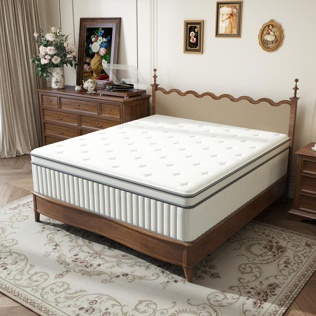 High Quality 10" Twin Diamond Innerspring Hybrid And Cooling Gel Memory Foam Mattress, Pressure Relief, And Motion Isolation