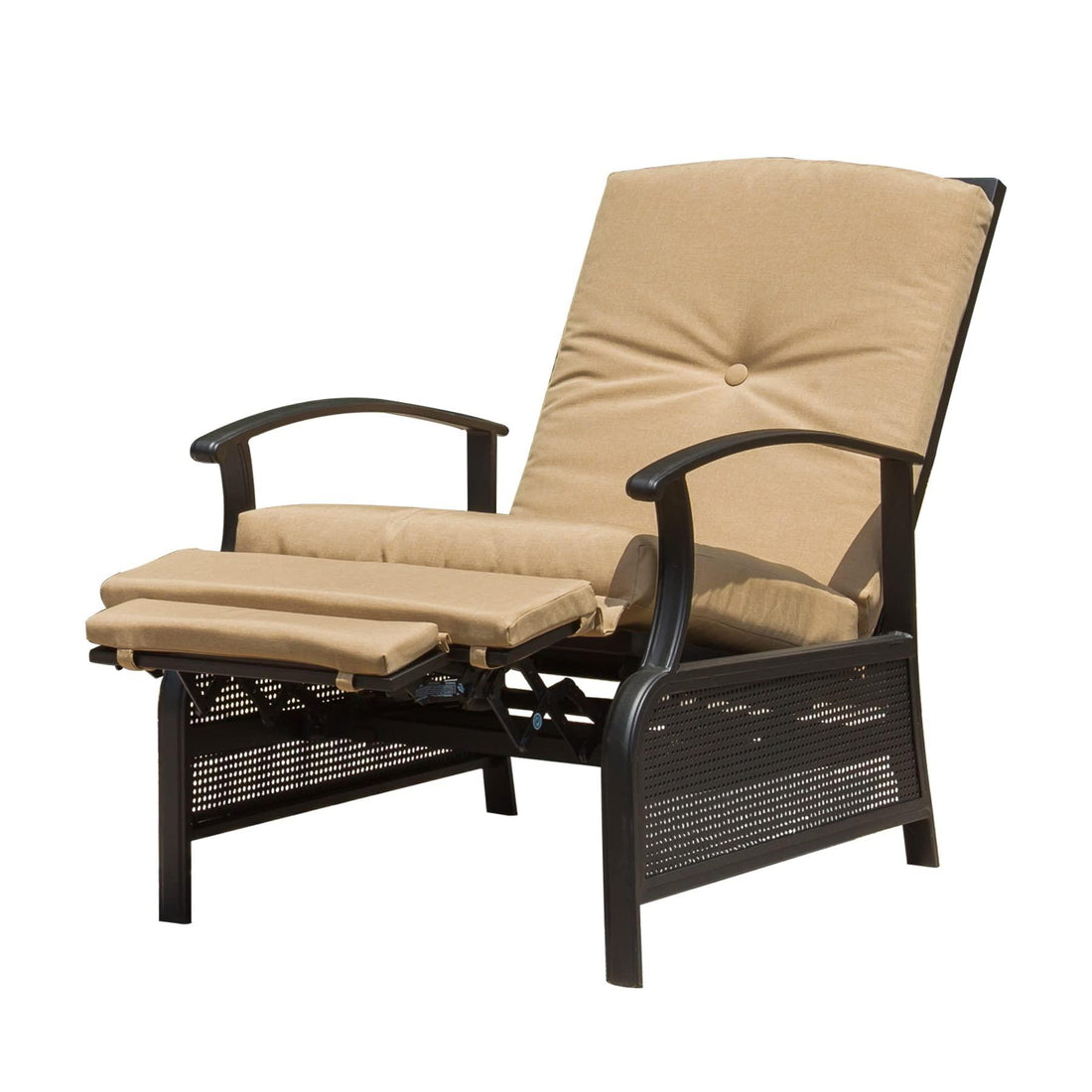 Adjustable Patio Recliner Chair Metal Outdoor Reclining Lounge Chair with Remova