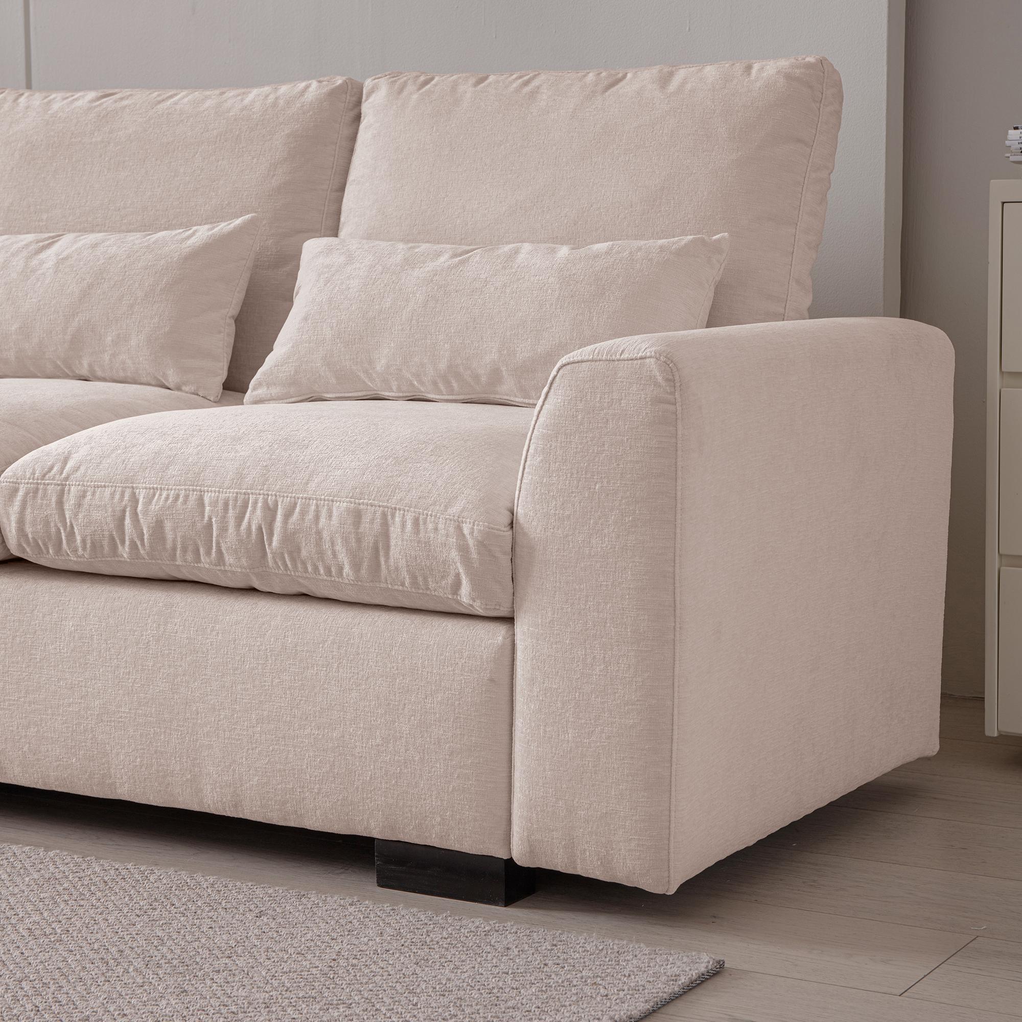 114.5"Modern L Shaped Chenille Sofa Couch Reversible Ottoman With Storage Removable and Washable Cushions Sofa With USB Ports & Cup Holder For Living