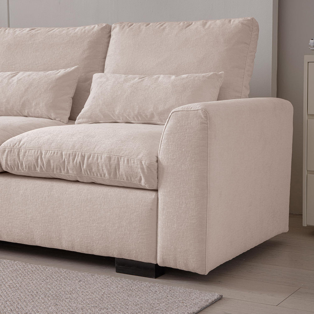 114.5"Modern L Shaped Chenille Sofa Couch Reversible Ottoman With Storage Removable and Washable Cushions Sofa With USB Ports & Cup Holder For Living