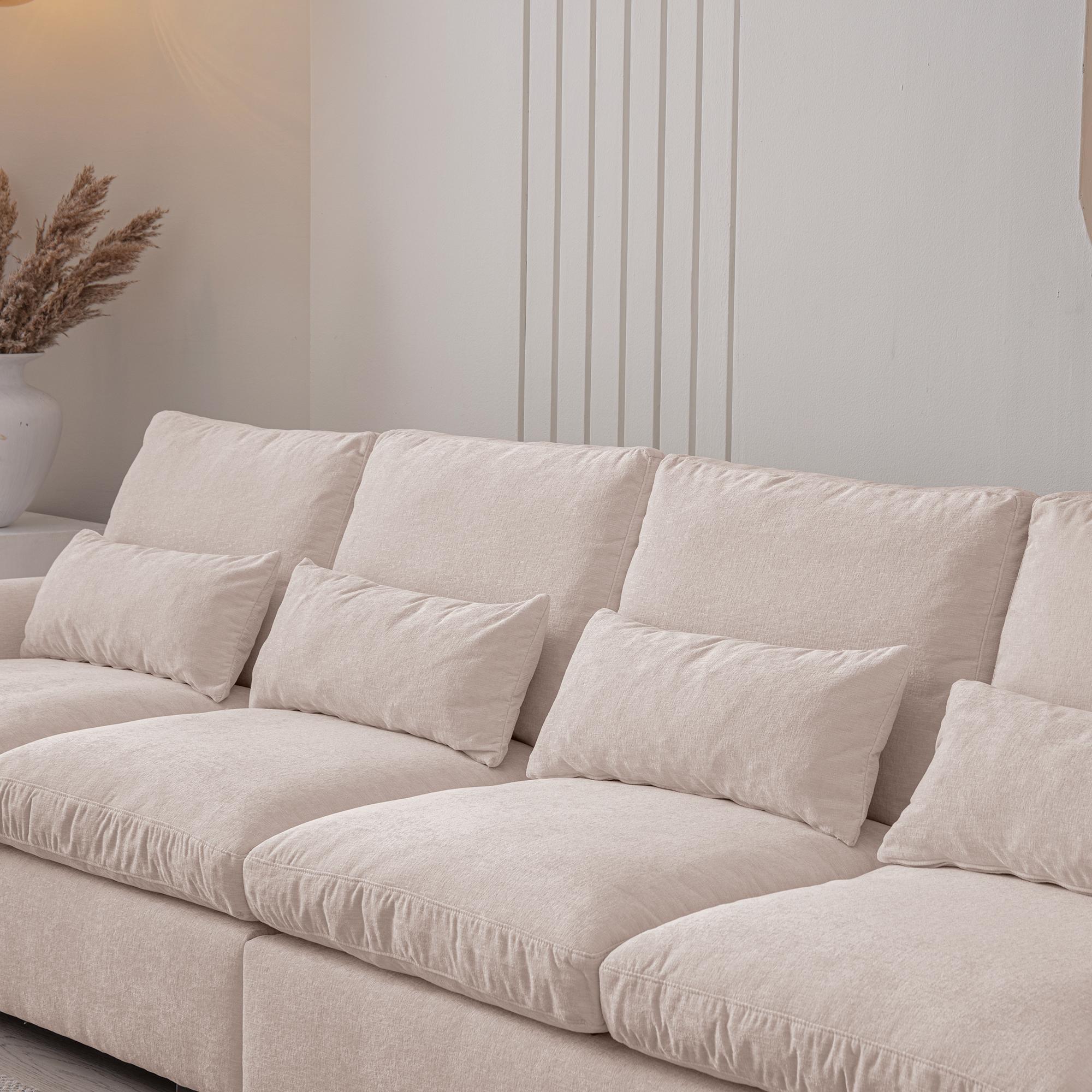 114.5"Modern L Shaped Chenille Sofa Couch Reversible Ottoman With Storage Removable and Washable Cushions Sofa With USB Ports & Cup Holder For Living