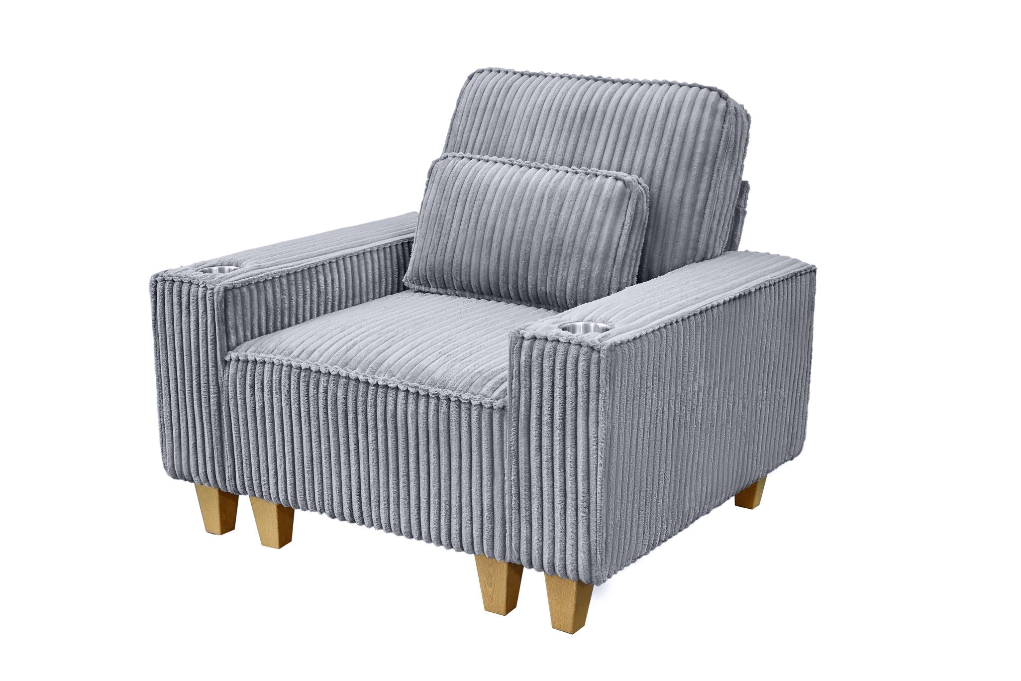 Corduroy Sectional Sofa with Cup Holder for Living Room（single sofa chair/2 Seater Loveseat/3 Seater sofa）