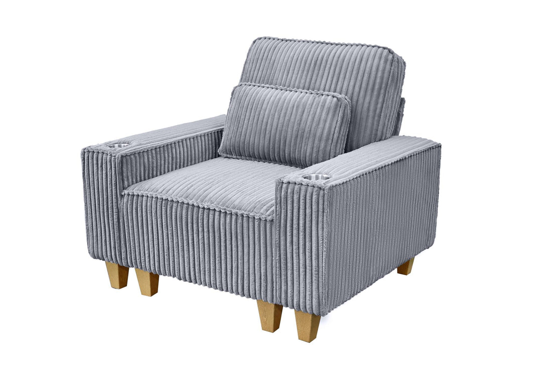 Corduroy Sectional Sofa with Cup Holder for Living Room（single sofa chair/2 Seater Loveseat/3 Seater sofa）