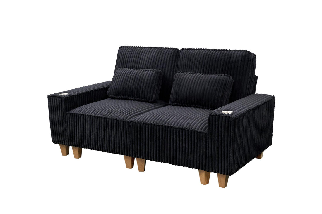 Corduroy Sectional Sofa with Cup Holder for Living Room（single sofa chair/2 Seater Loveseat/3 Seater sofa）