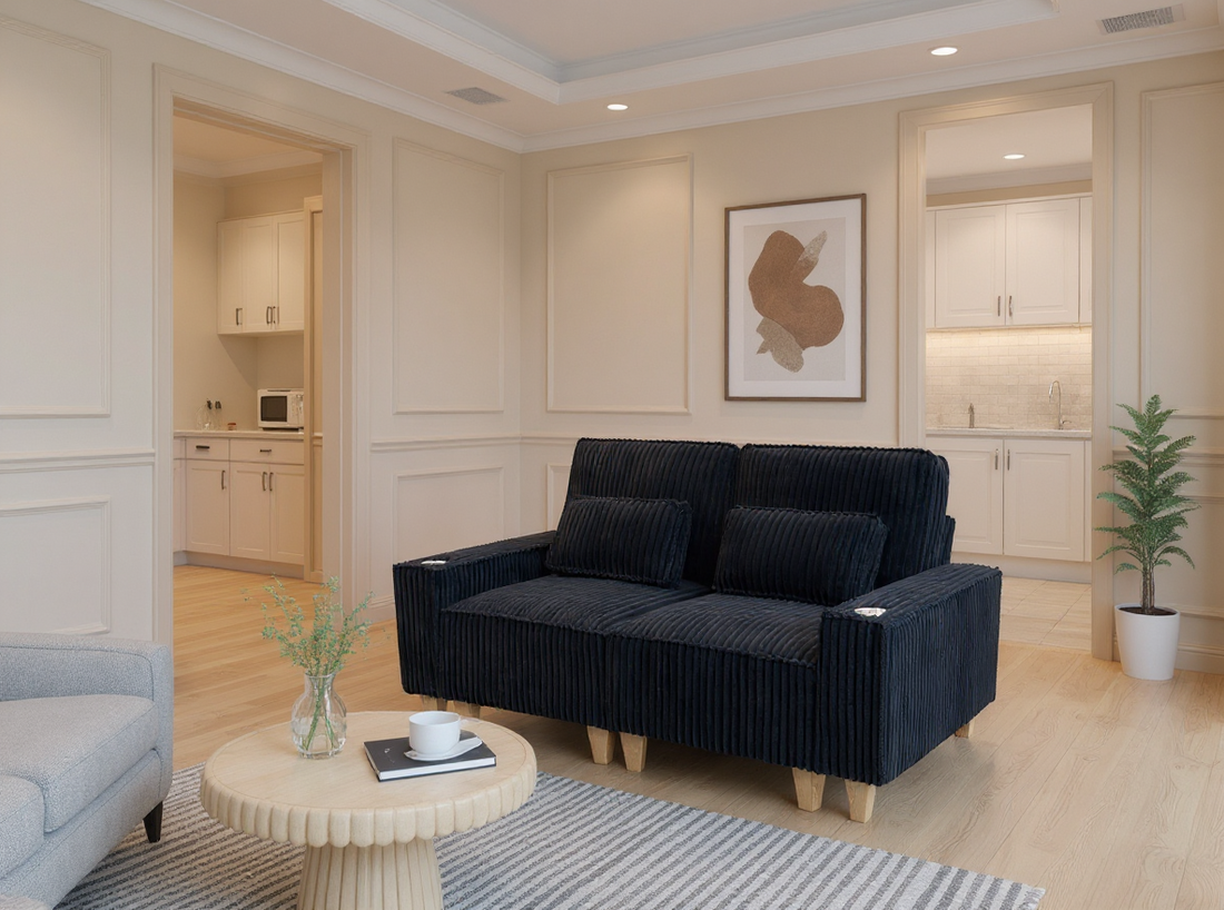 Corduroy Sectional Sofa with Cup Holder for Living Room（single sofa chair/2 Seater Loveseat/3 Seater sofa）