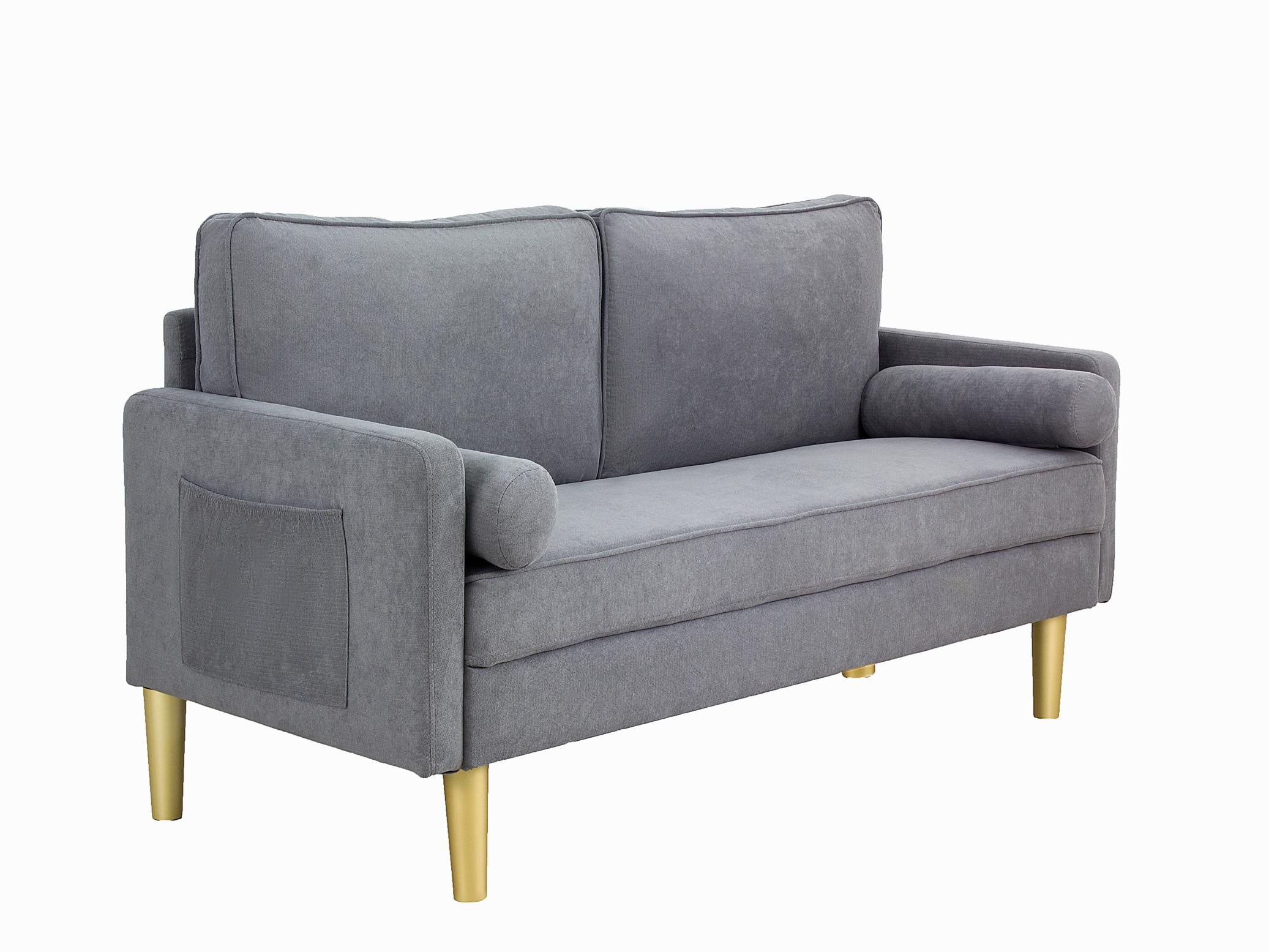 Linen Sofa Couch With 2 Pillows, Mid Century Modern Couches, 3 Seater  Couches For Bedroom Furniture, Home Office
