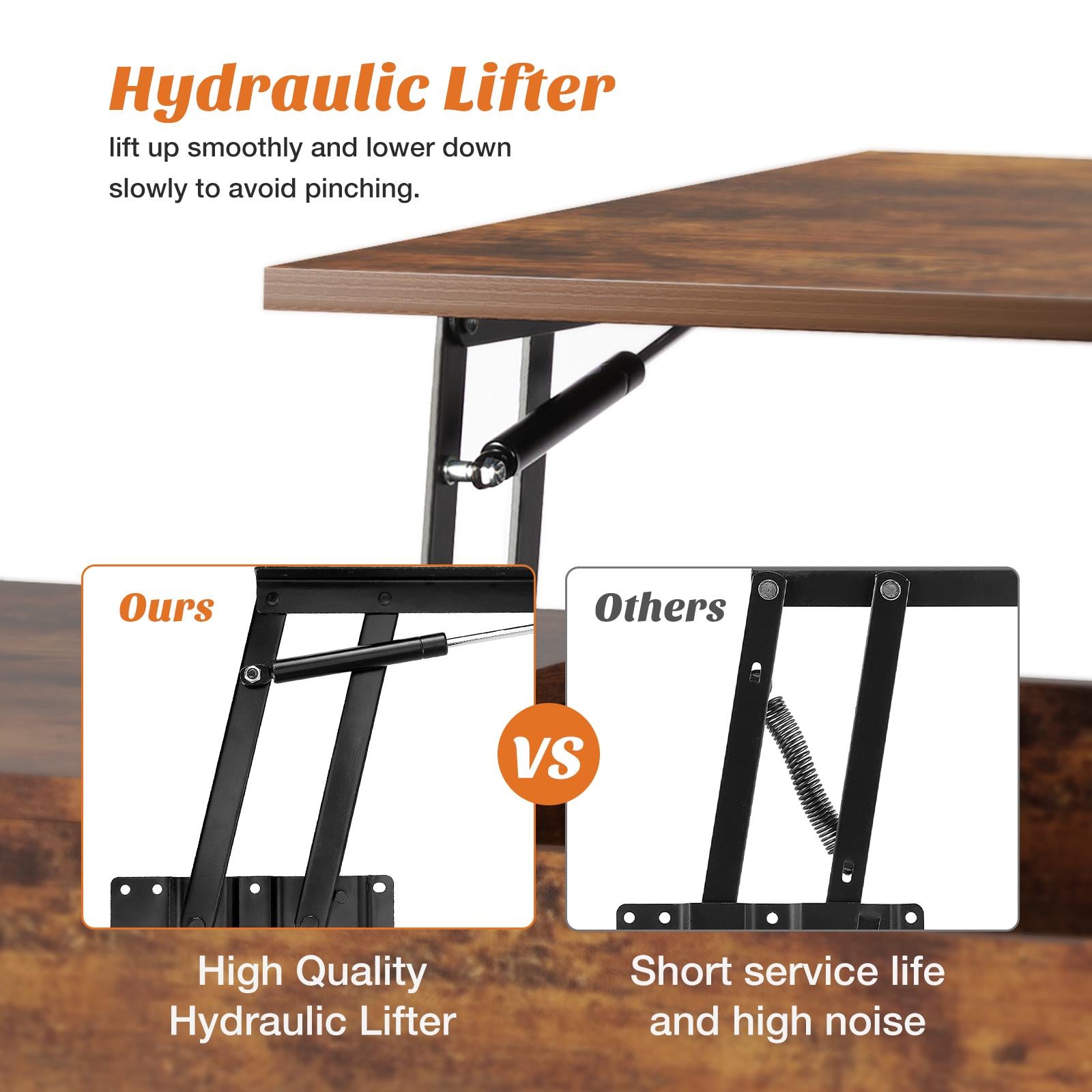 Lift Top Coffee Table ，Wooden Furniture with Hidden Compartment and Adjustable Storage