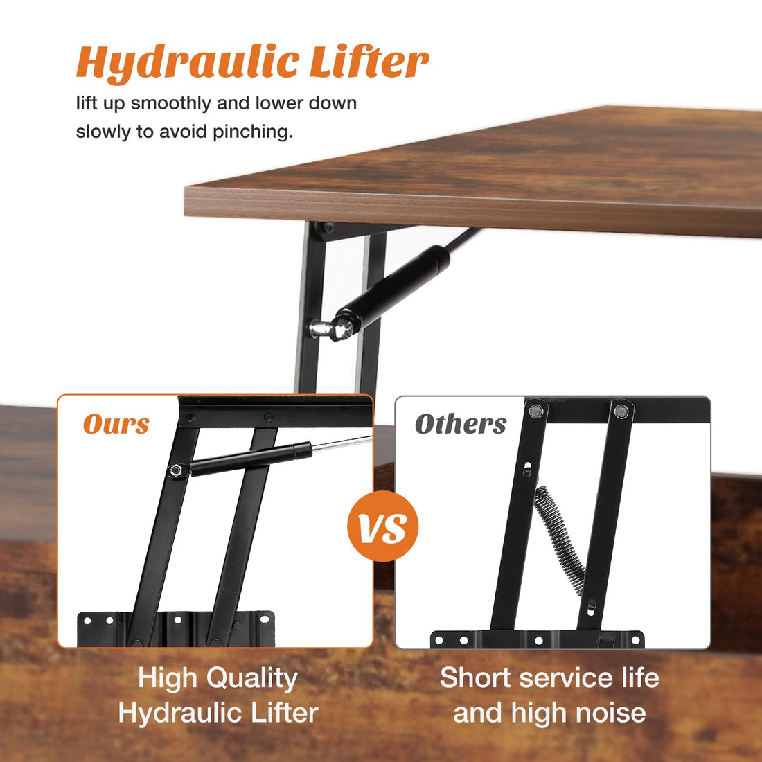 Lift Top Coffee Table ，Wooden Furniture with Hidden Compartment and Adjustable Storage