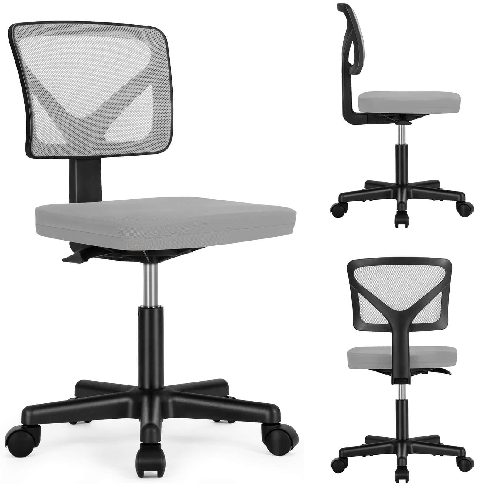Armless Mesh Office Chair, Ergonomic Computer Desk Chair
