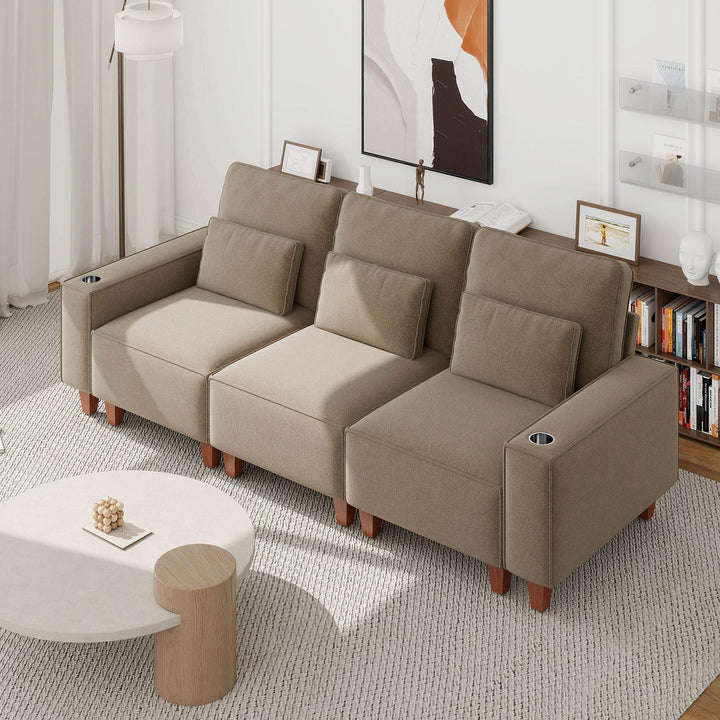 Sectional Sofa with Cup Holder for Living Room,Apartment,Bedroom