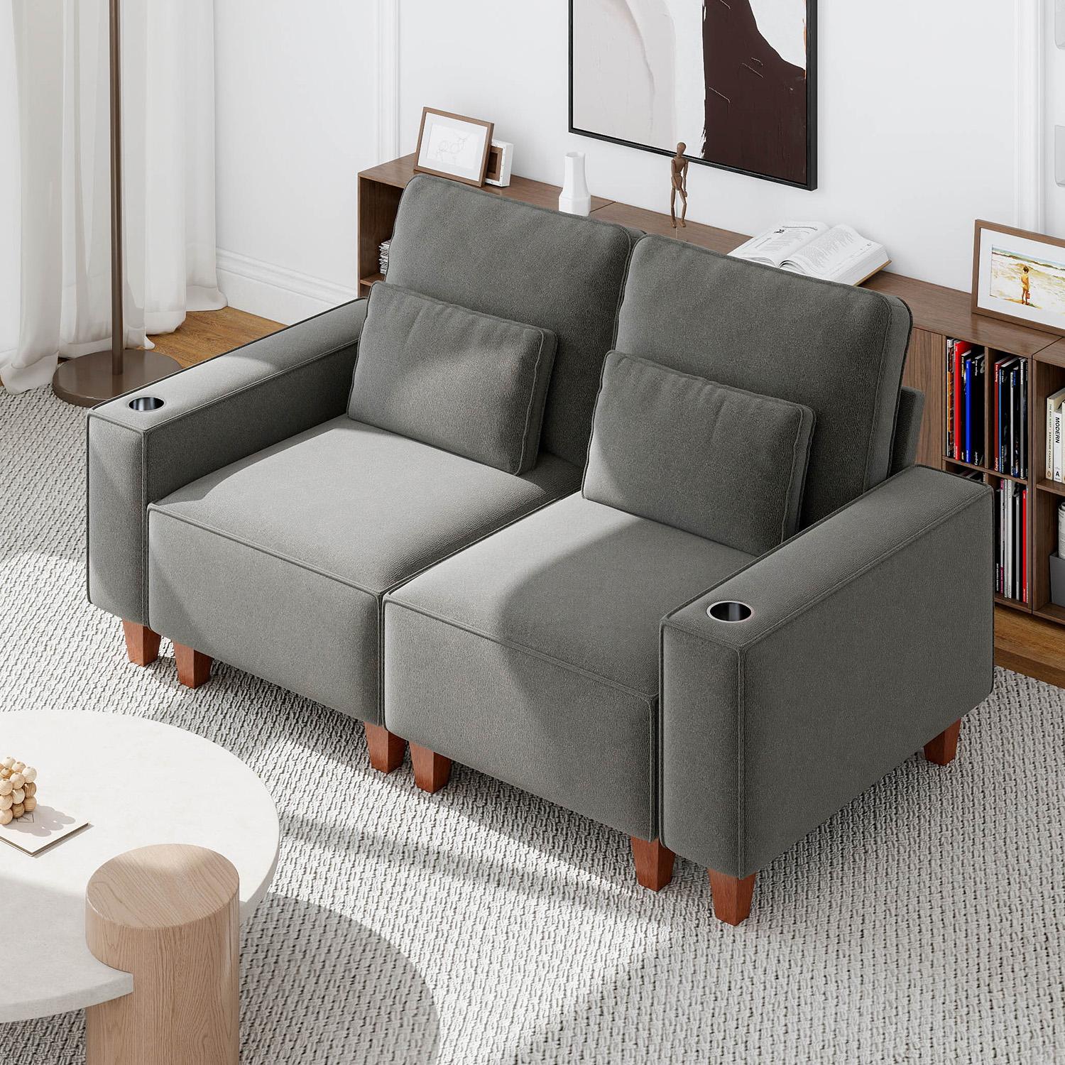 Sectional Sofa with Cup Holder for Living Room,Apartment,Bedroom