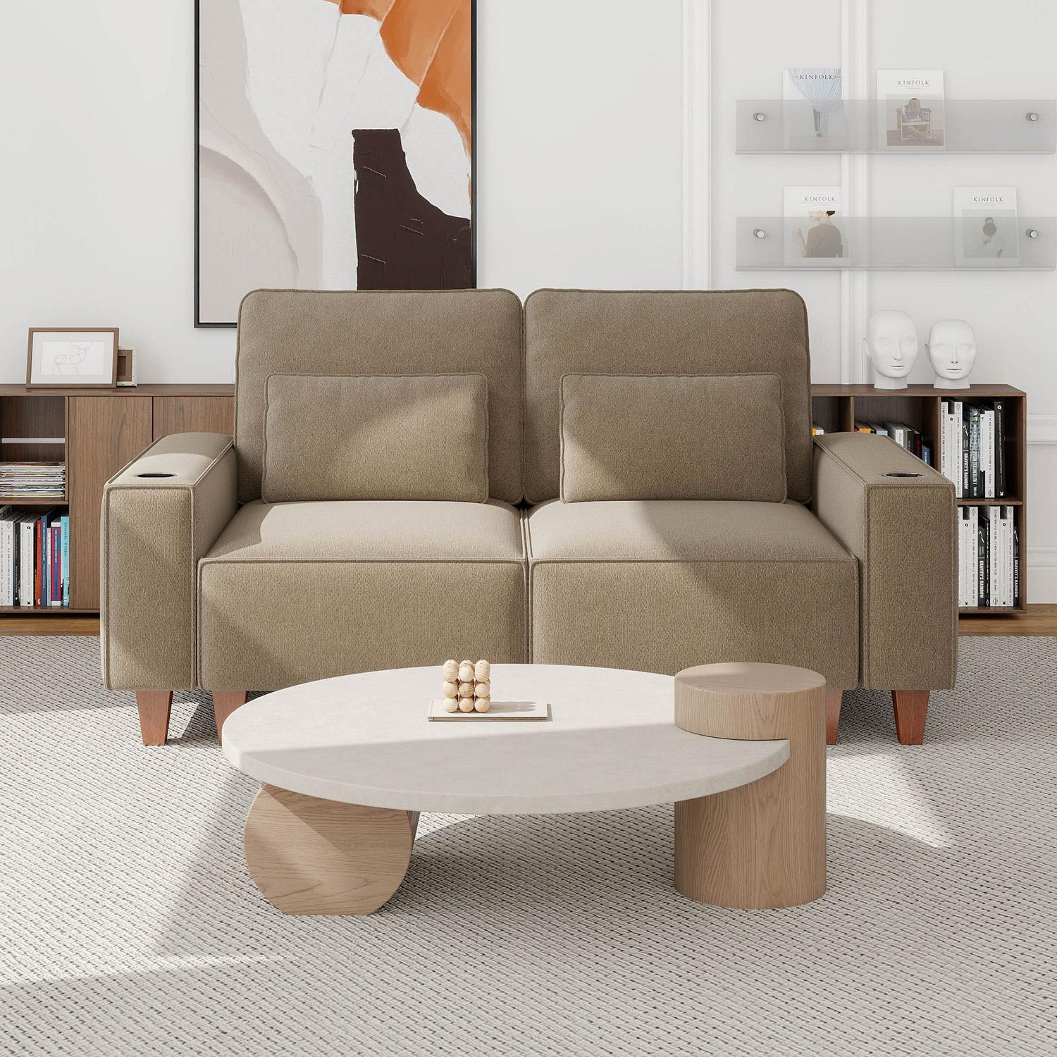 Sectional Sofa with Cup Holder for Living Room,Apartment,Bedroom