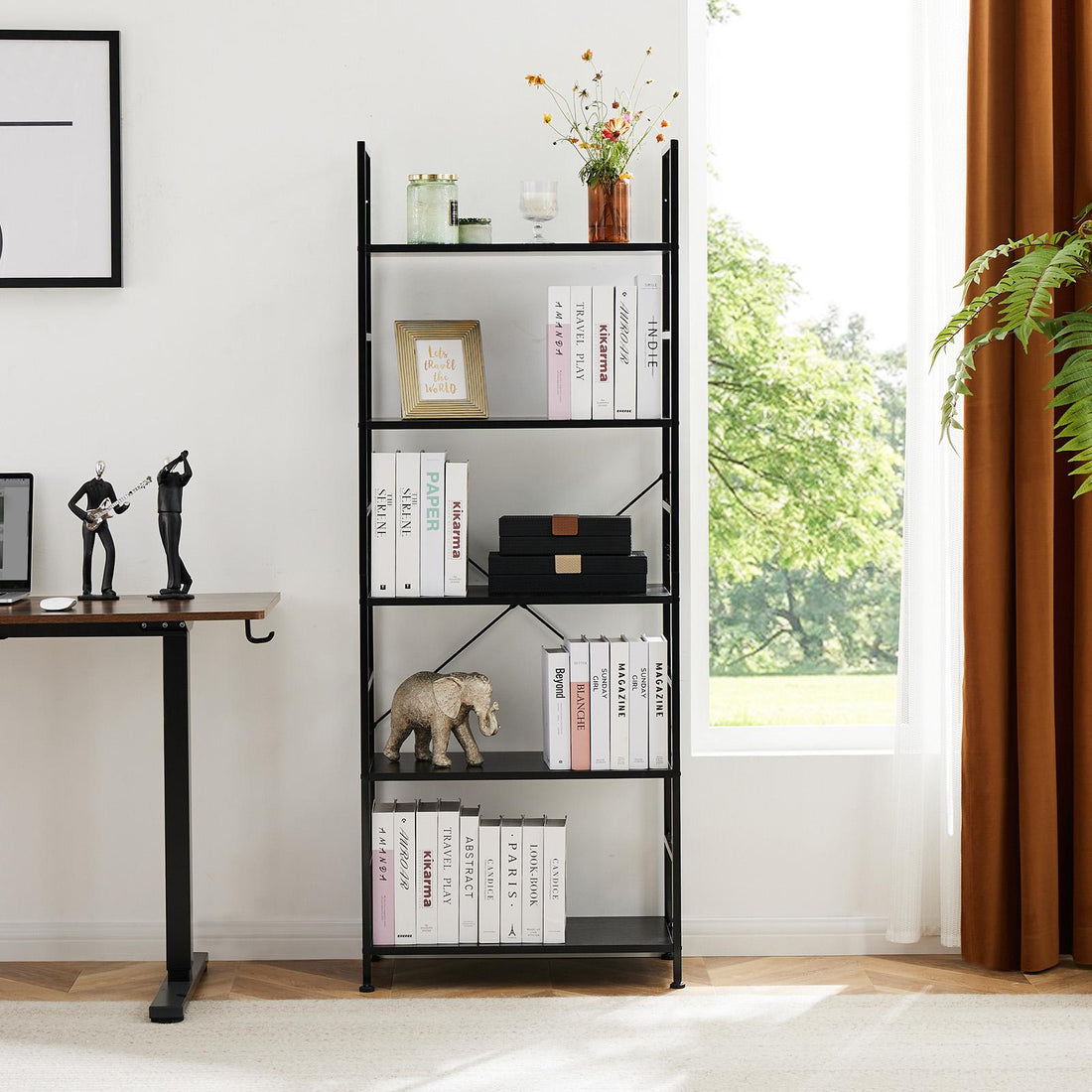 5 Tiers Bookshelf, Classically Modern Book Shelf, Book Rack, Storage Rack Shelves in Living Room/Home/Office