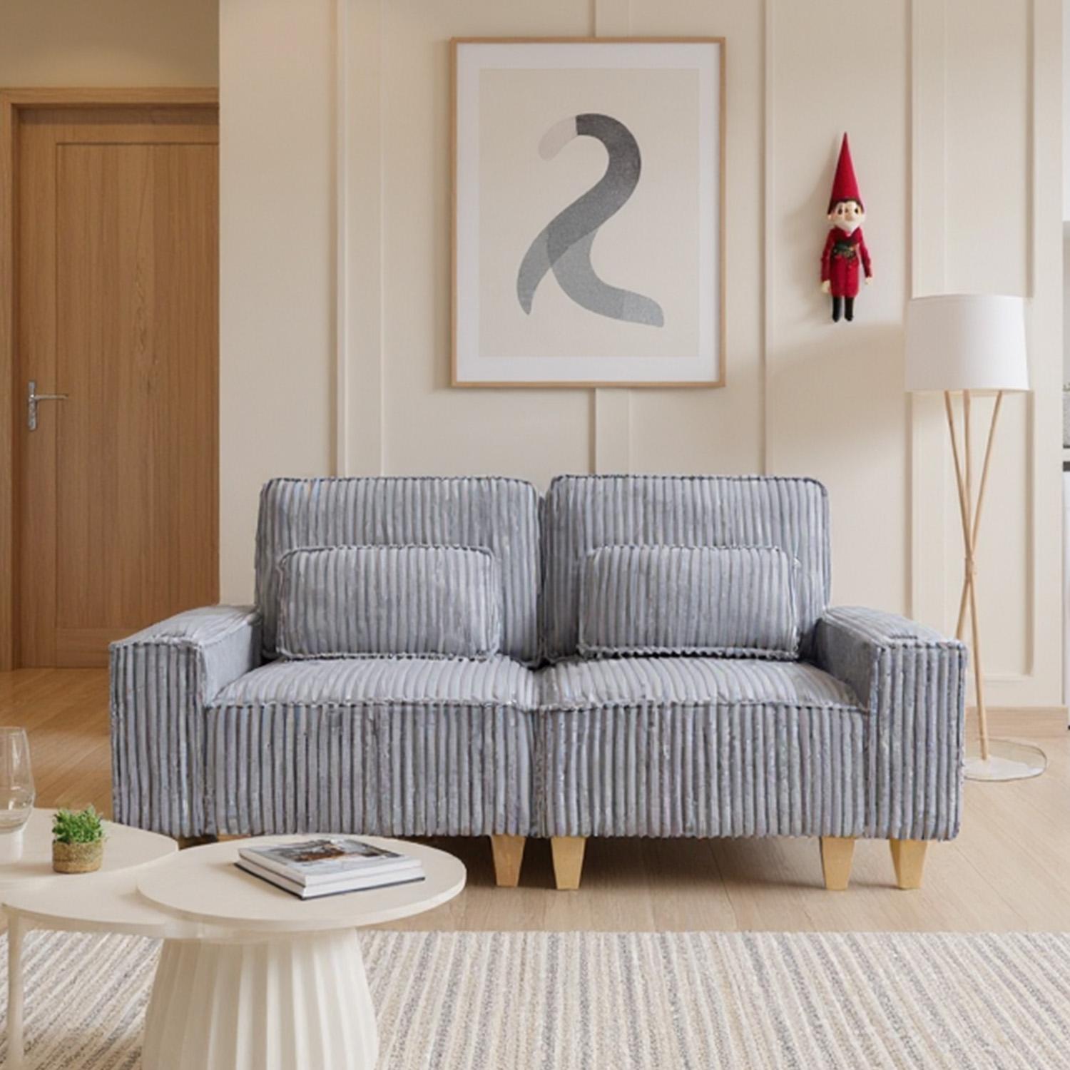 Corduroy Sectional Sofa with Cup Holder for Living Room（single sofa chair/2 Seater Loveseat/3 Seater sofa）