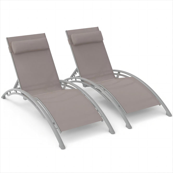 Patio Recliner Chairs with Adjustable Backrest and Removable Pillow for Indoor&Outdoor Beach Pool Sunbathing Lawn