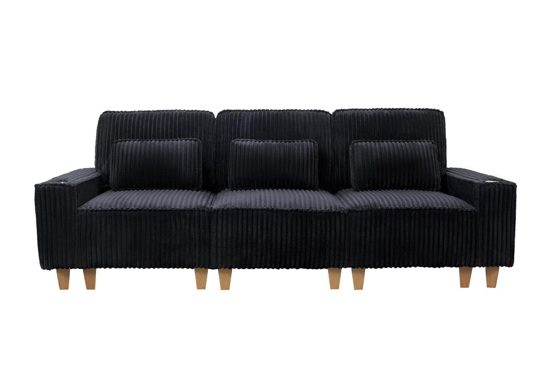 Corduroy Sectional Sofa with Cup Holder for Living Room（single sofa chair/2 Seater Loveseat/3 Seater sofa）