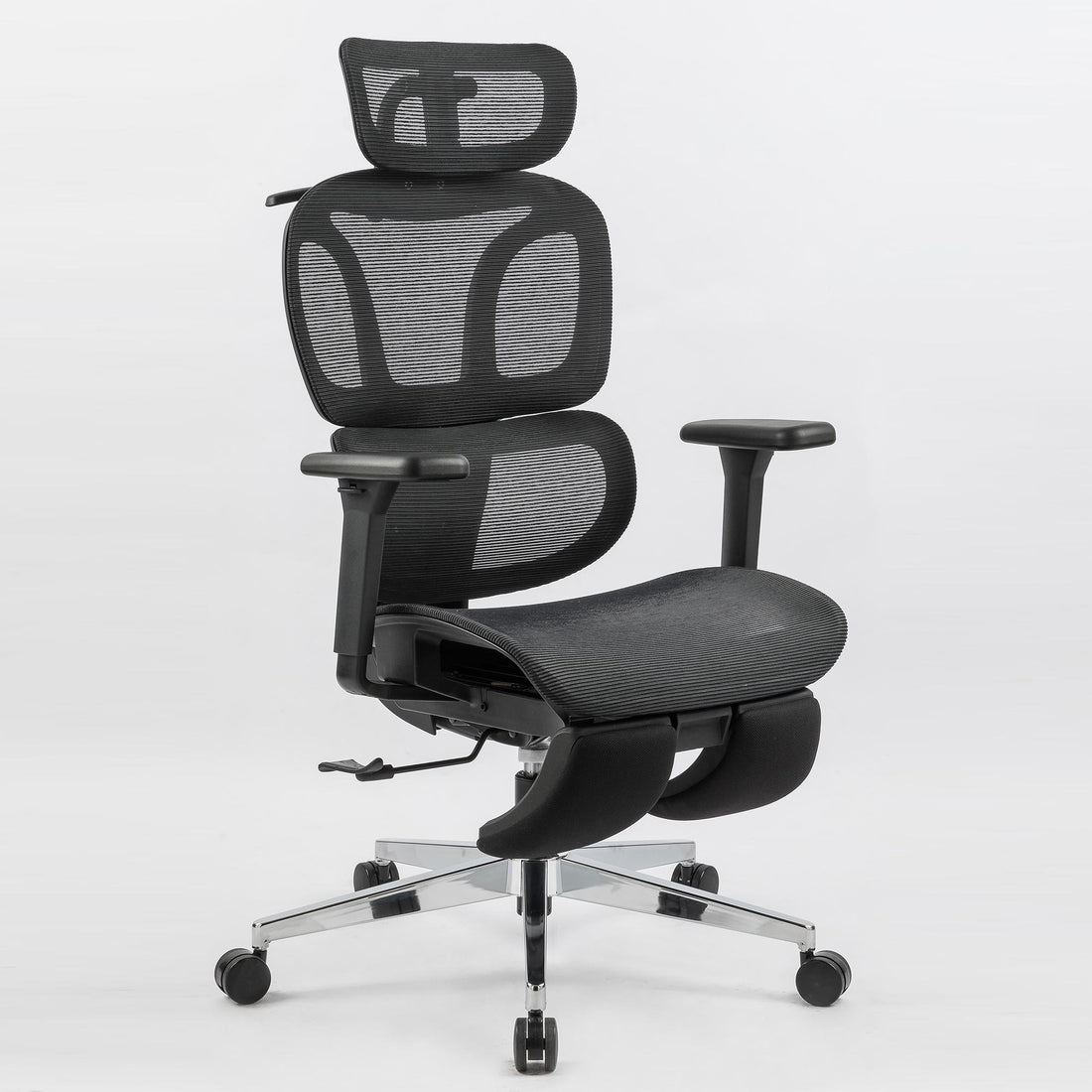 Full mesh office chair, ergonomic office chair, office mesh chair, adjustable headrest, armrests, foot pedals, with hanger