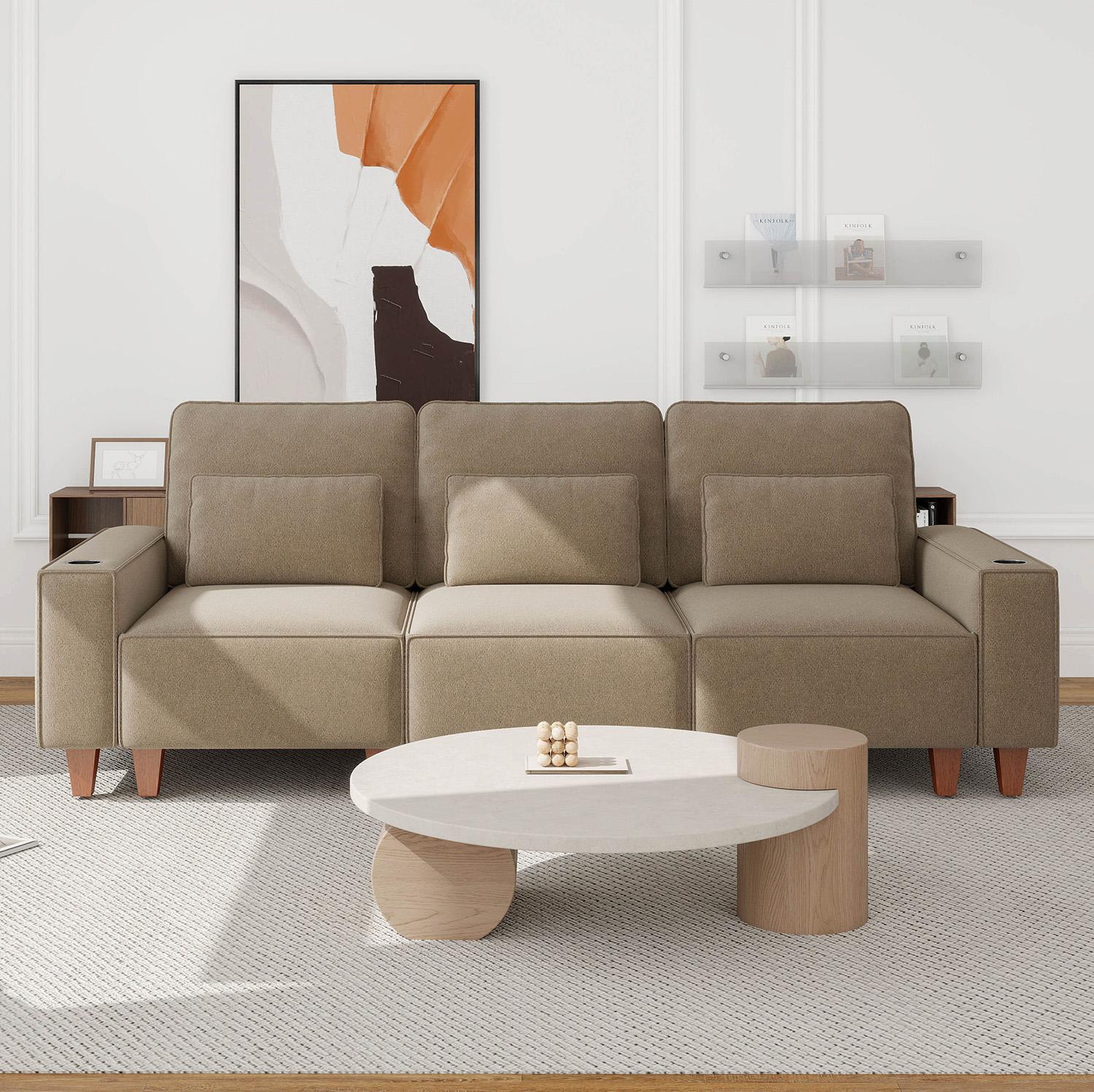 Sectional Sofa with Cup Holder for Living Room,Apartment,Bedroom