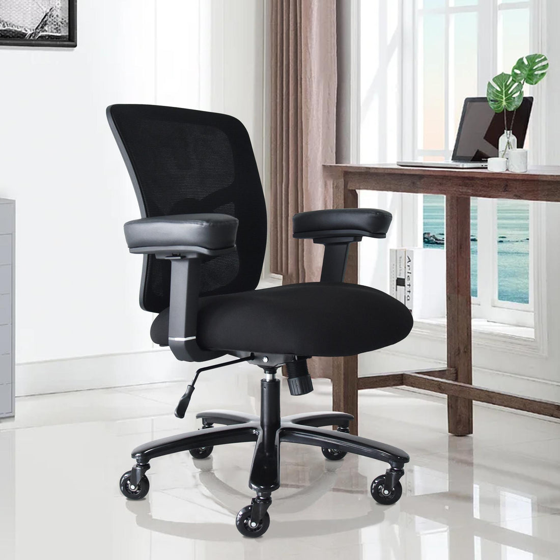 Big and Tall Office Chair 400lbs, Ergonomic Mesh Desk Computer Chair with Adjustable Lumbar Support Arms High Back Wide Seat Task Executive Rolling Sw