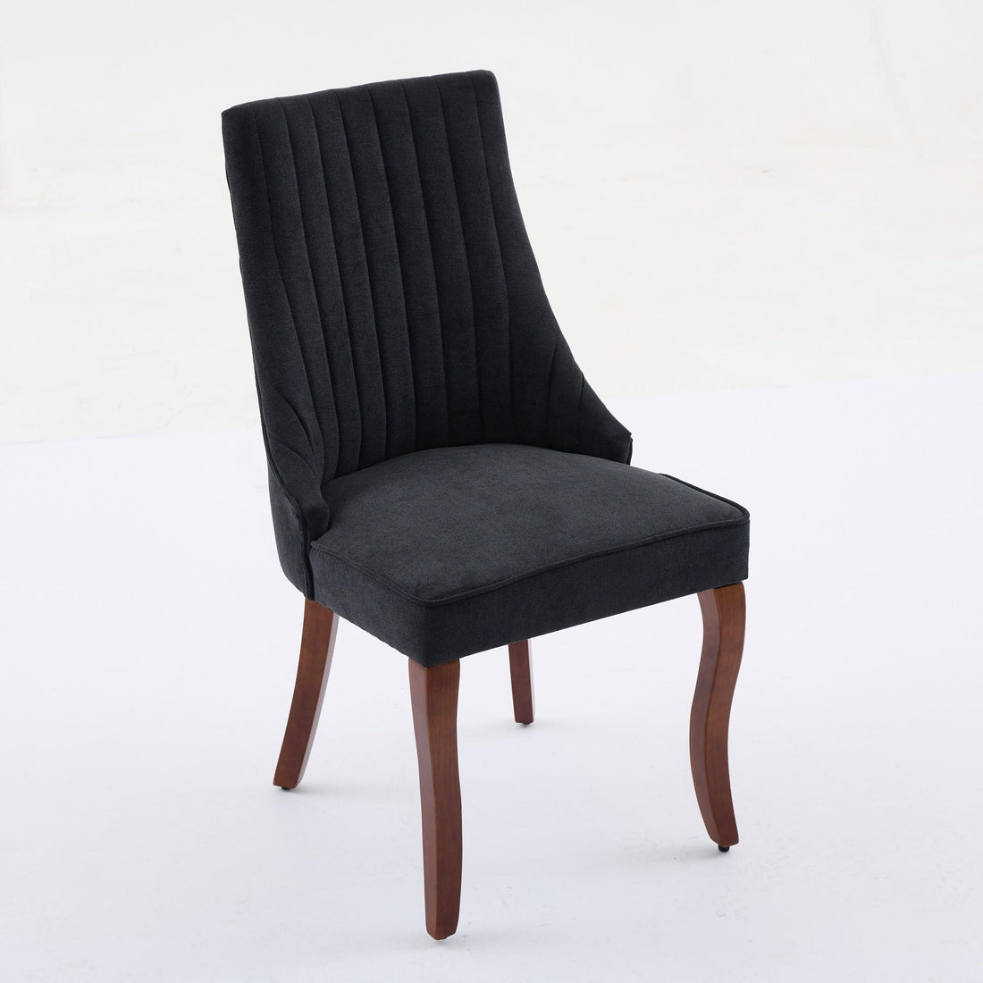 Rayon Cloth Flocking Linen Dining Chairs  Comfy Fabric Upholstered Accent Chair for Dining Room with Curved Solid Wood Legs,Set of 2