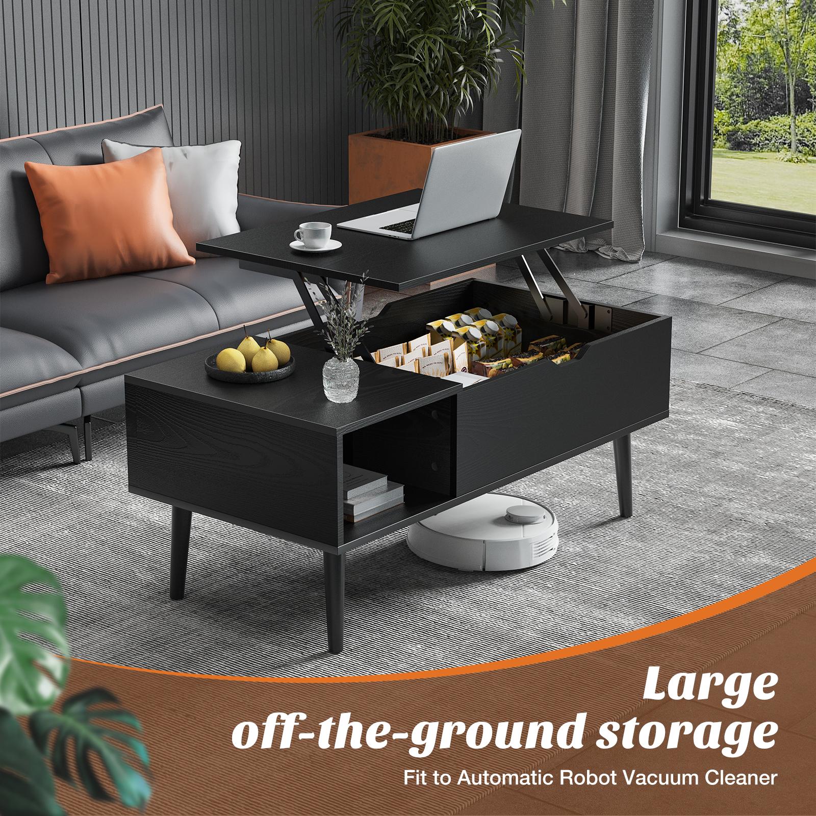 Lift Top Coffee Table ，Wooden Furniture with Hidden Compartment and Adjustable Storage