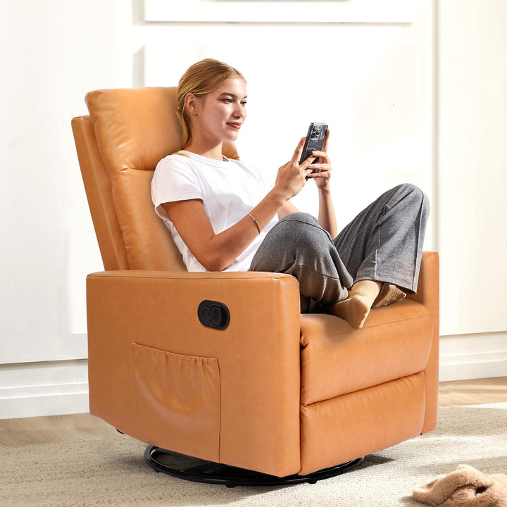 Single sofa with swivel recliner, oversized footstool, high back, comfortable cushion