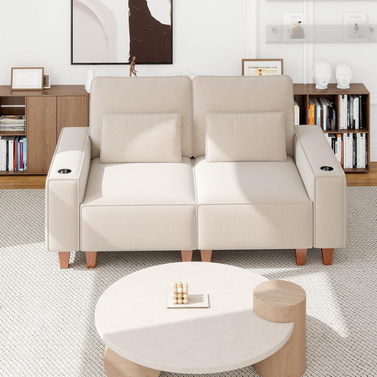 Sectional Sofa with Cup Holder for Living Room,Apartment,Bedroom