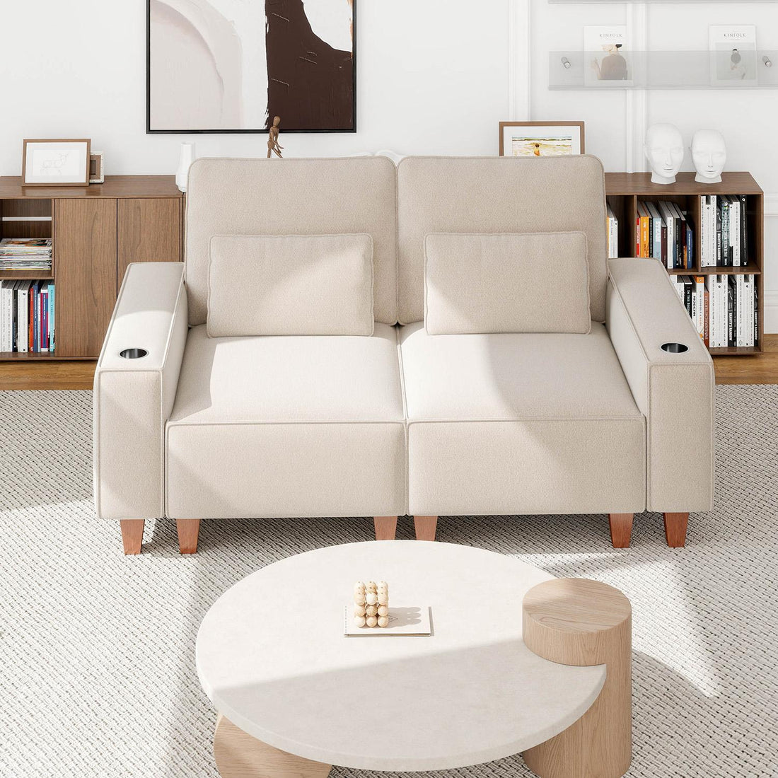 Sectional Sofa with Cup Holder for Living Room,Apartment,Bedroom