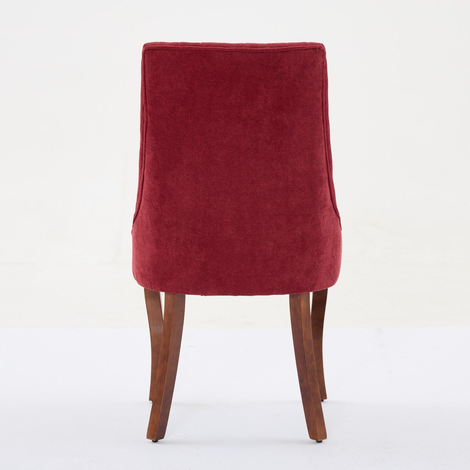 Rayon Cloth Flocking Linen Dining Chairs  Comfy Fabric Upholstered Accent Chair for Dining Room with Curved Solid Wood Legs,Set of 2