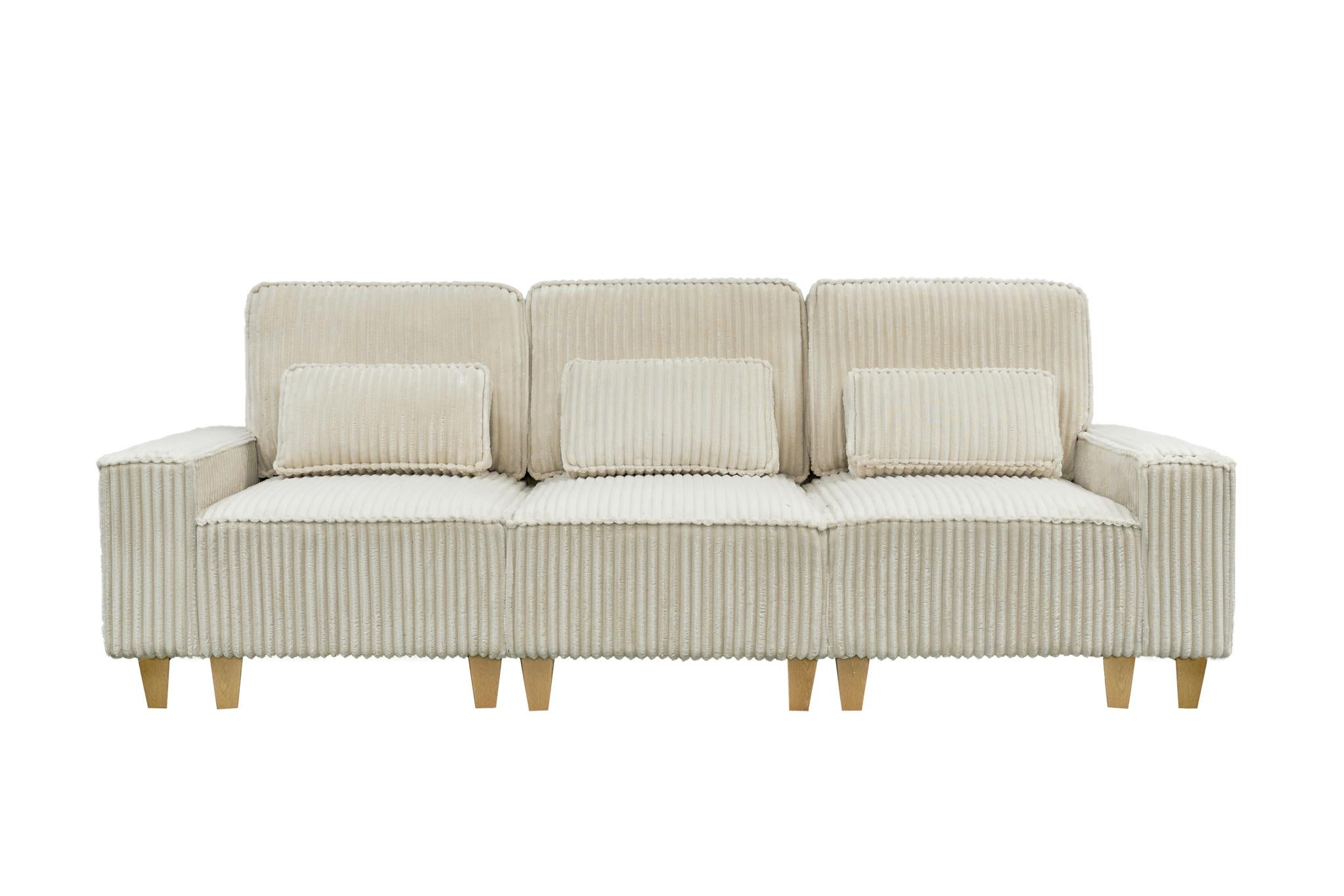 Corduroy Sectional Sofa with Cup Holder for Living Room（single sofa chair/2 Seater Loveseat/3 Seater sofa）