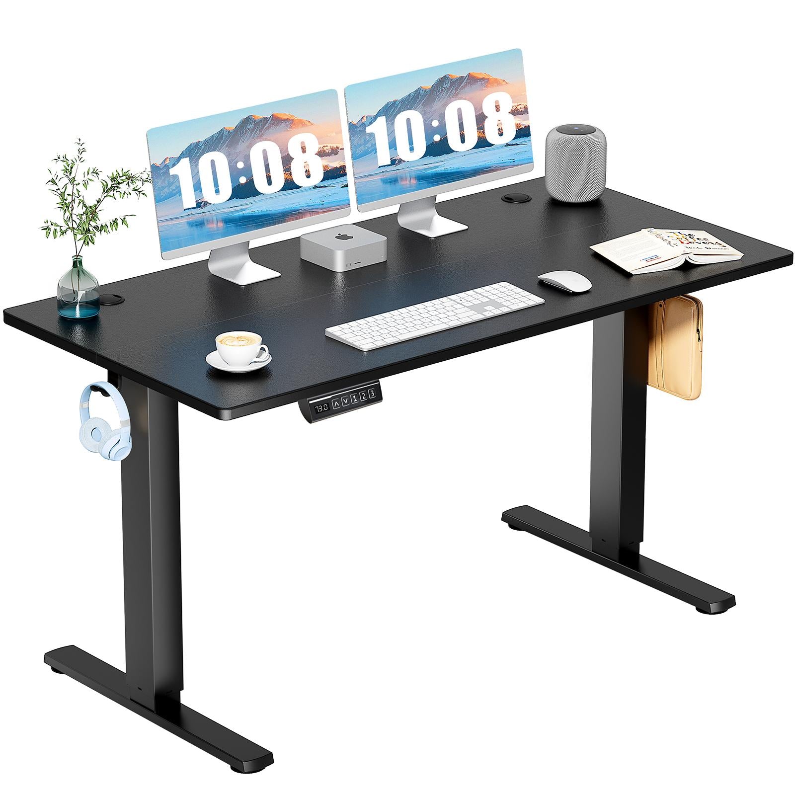 Ergonomic Height Adjustable Table with T-Shaped Metal Bracket Modern Computer Workstations