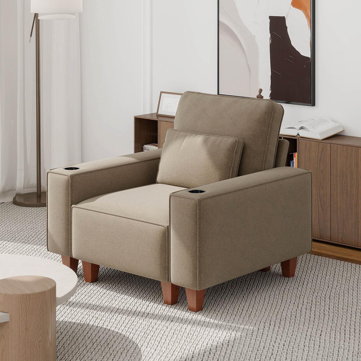 Sectional Sofa with Cup Holder for Living Room,Apartment,Bedroom