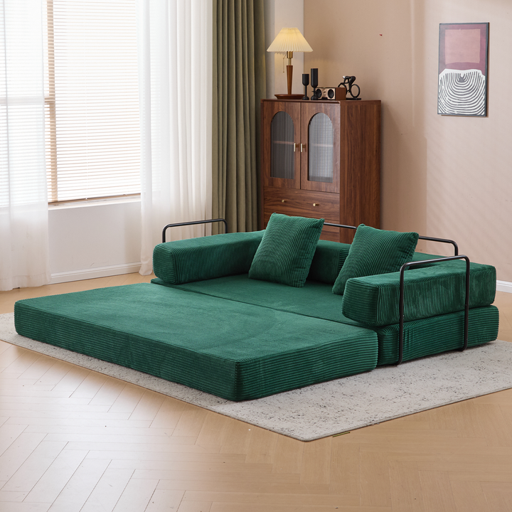 Floor Couch,Compression Sofa,Convertible Floor Sofa Bed-with Pillow Back Support Armrest,Comfy Futon Couch Lounge Sleeper Bed,Flannel fabric,for Livin