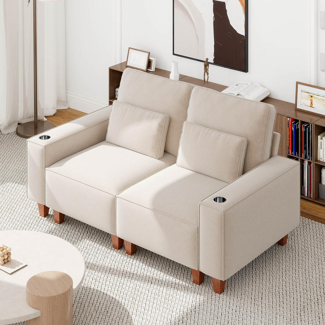 Sectional Sofa with Cup Holder for Living Room,Apartment,Bedroom