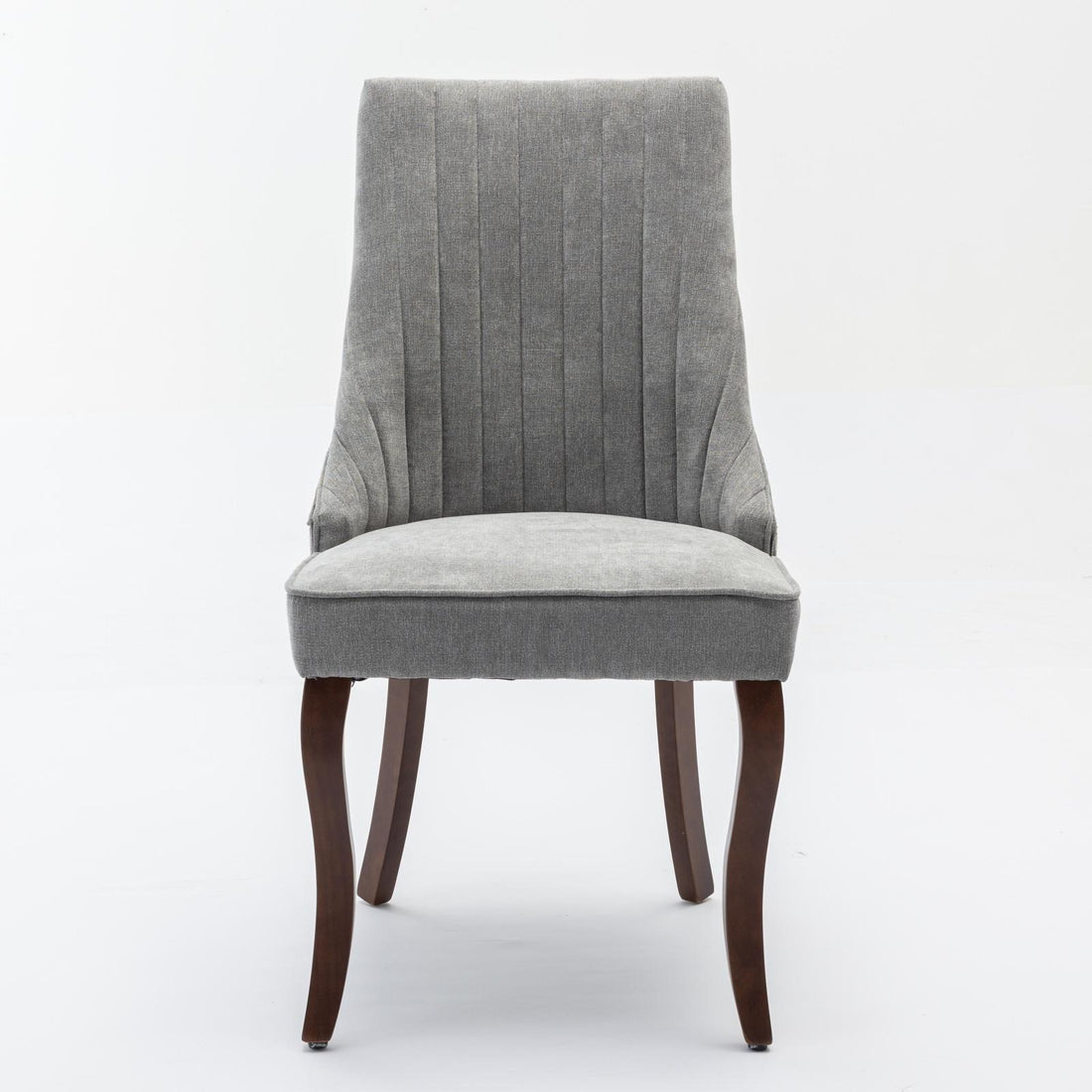 Rayon Cloth Flocking Linen Dining Chairs  Comfy Fabric Upholstered Accent Chair for Dining Room with Curved Solid Wood Legs,Set of 2