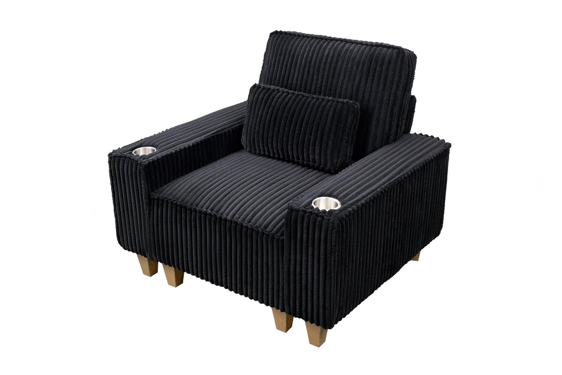 Corduroy Sectional Sofa with Cup Holder for Living Room（single sofa chair/2 Seater Loveseat/3 Seater sofa）