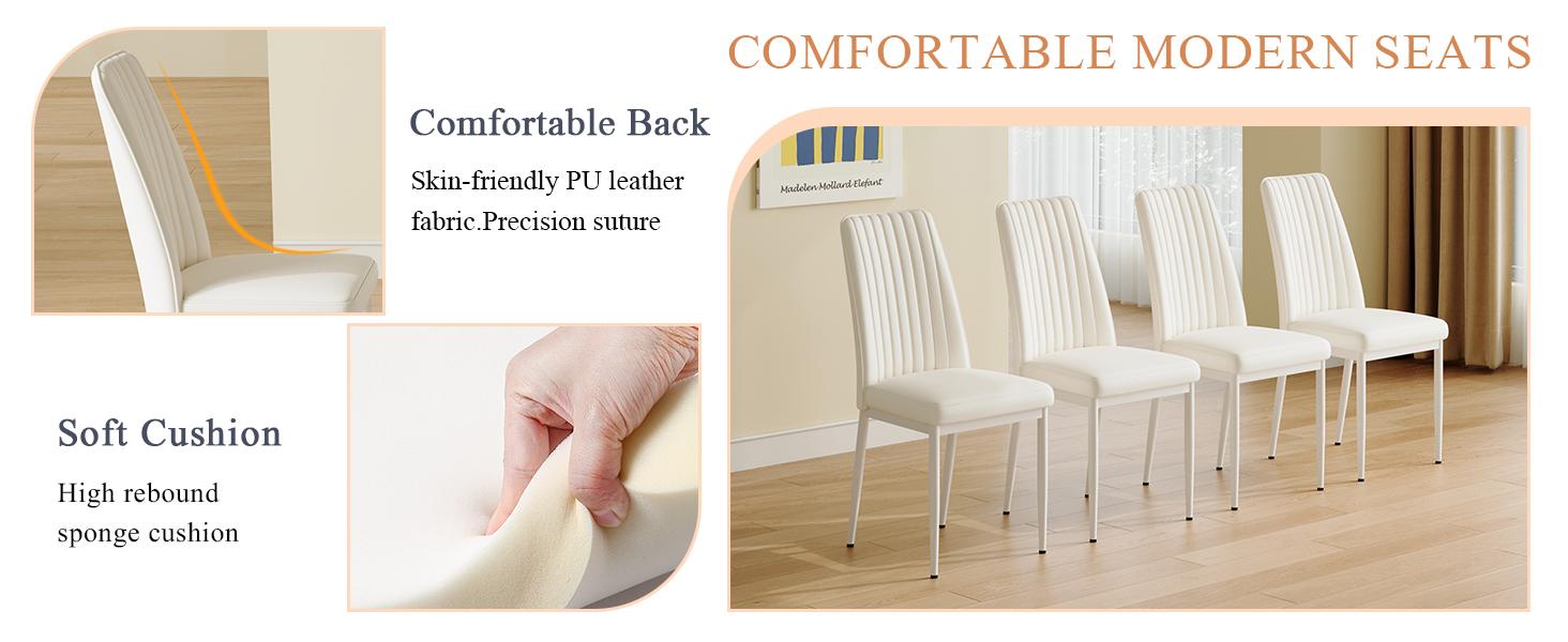 A set of 4 dining chairs, PU material high backrest seats and sturdy leg chairs, suitable for restaurants, kitchens, and living rooms.