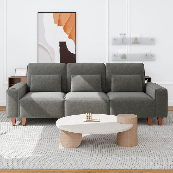 Sectional Sofa with Cup Holder for Living Room,Apartment,Bedroom