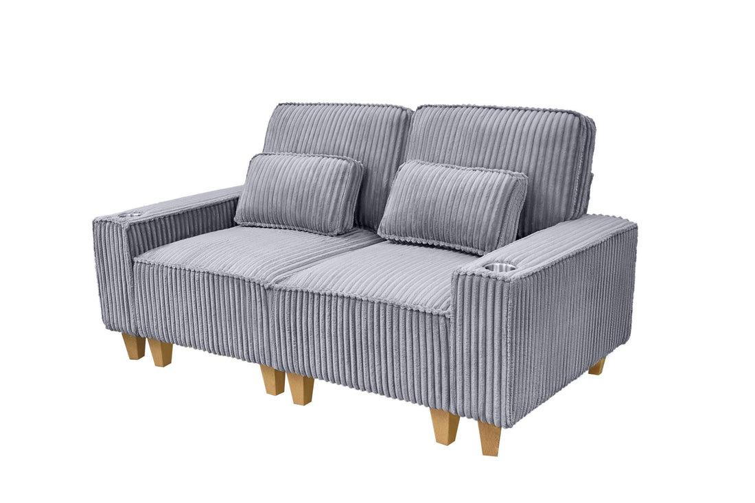 Corduroy Sectional Sofa with Cup Holder for Living Room（single sofa chair/2 Seater Loveseat/3 Seater sofa）