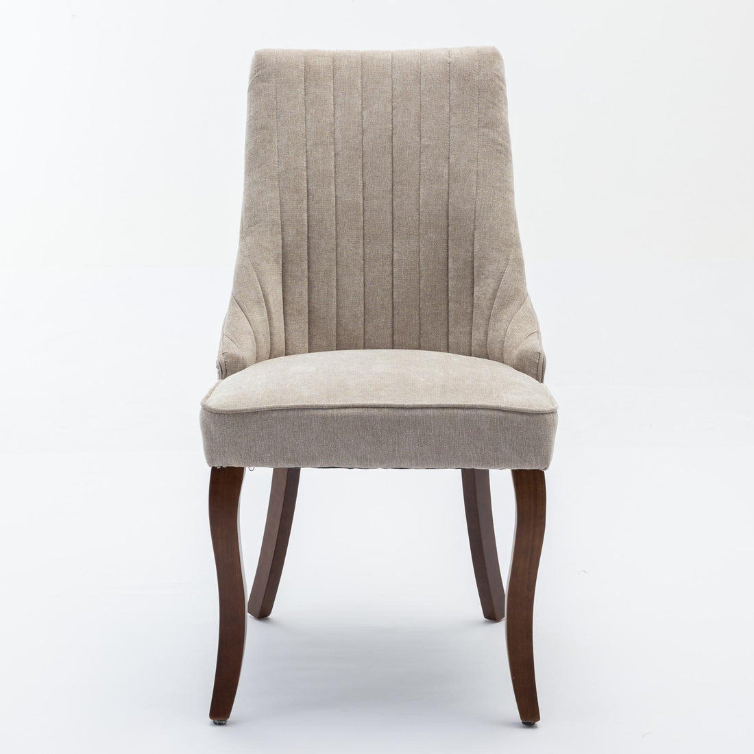 Rayon Cloth Flocking Linen Dining Chairs  Comfy Fabric Upholstered Accent Chair for Dining Room with Curved Solid Wood Legs,Set of 2