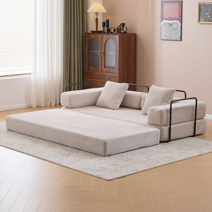 Floor Couch,Compression Sofa,Convertible Floor Sofa Bed-with Pillow Back Support Armrest,Comfy Futon Couch Lounge Sleeper Bed,Flannel fabric,for Livin