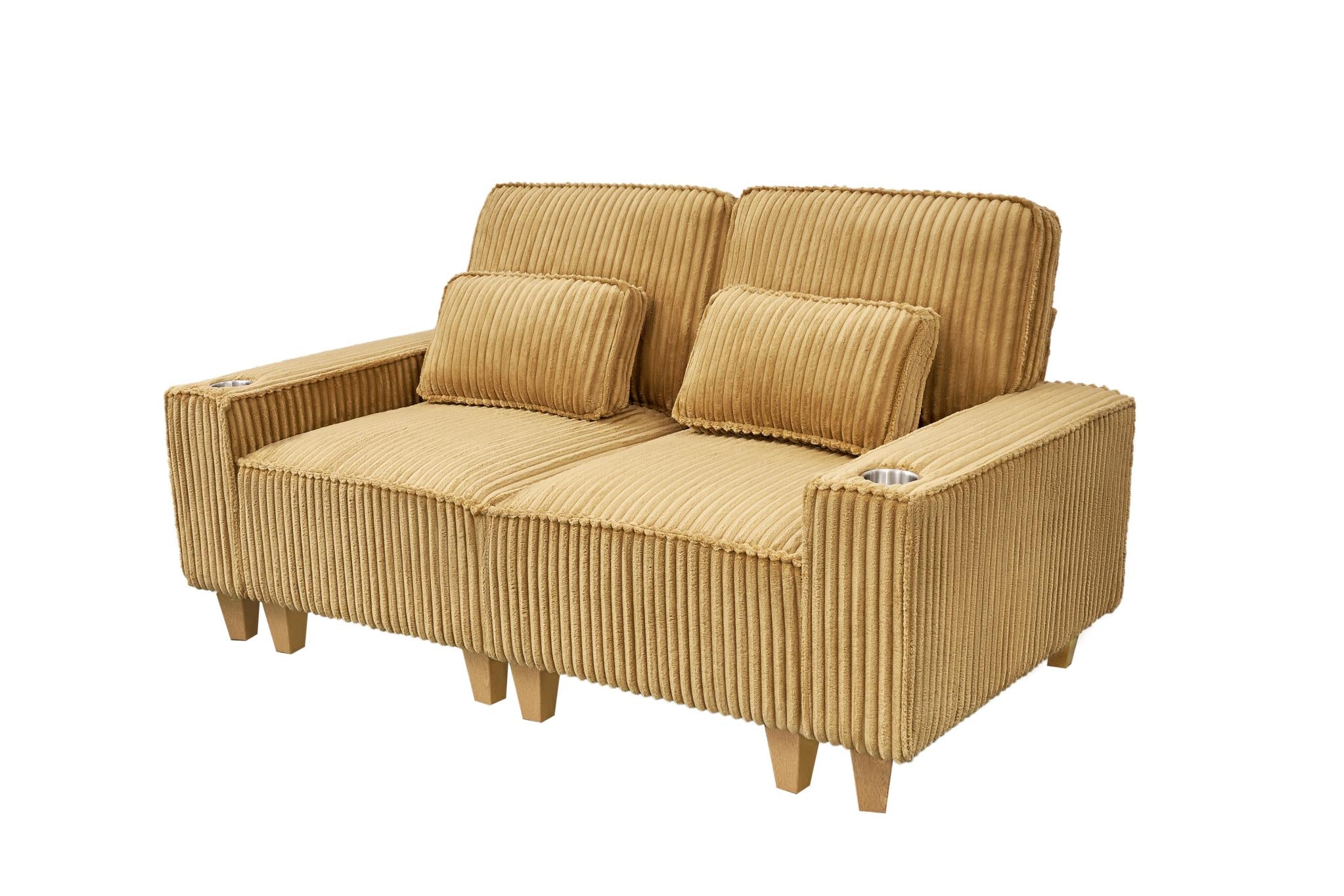 Corduroy Sectional Sofa with Cup Holder for Living Room（single sofa chair/2 Seater Loveseat/3 Seater sofa）