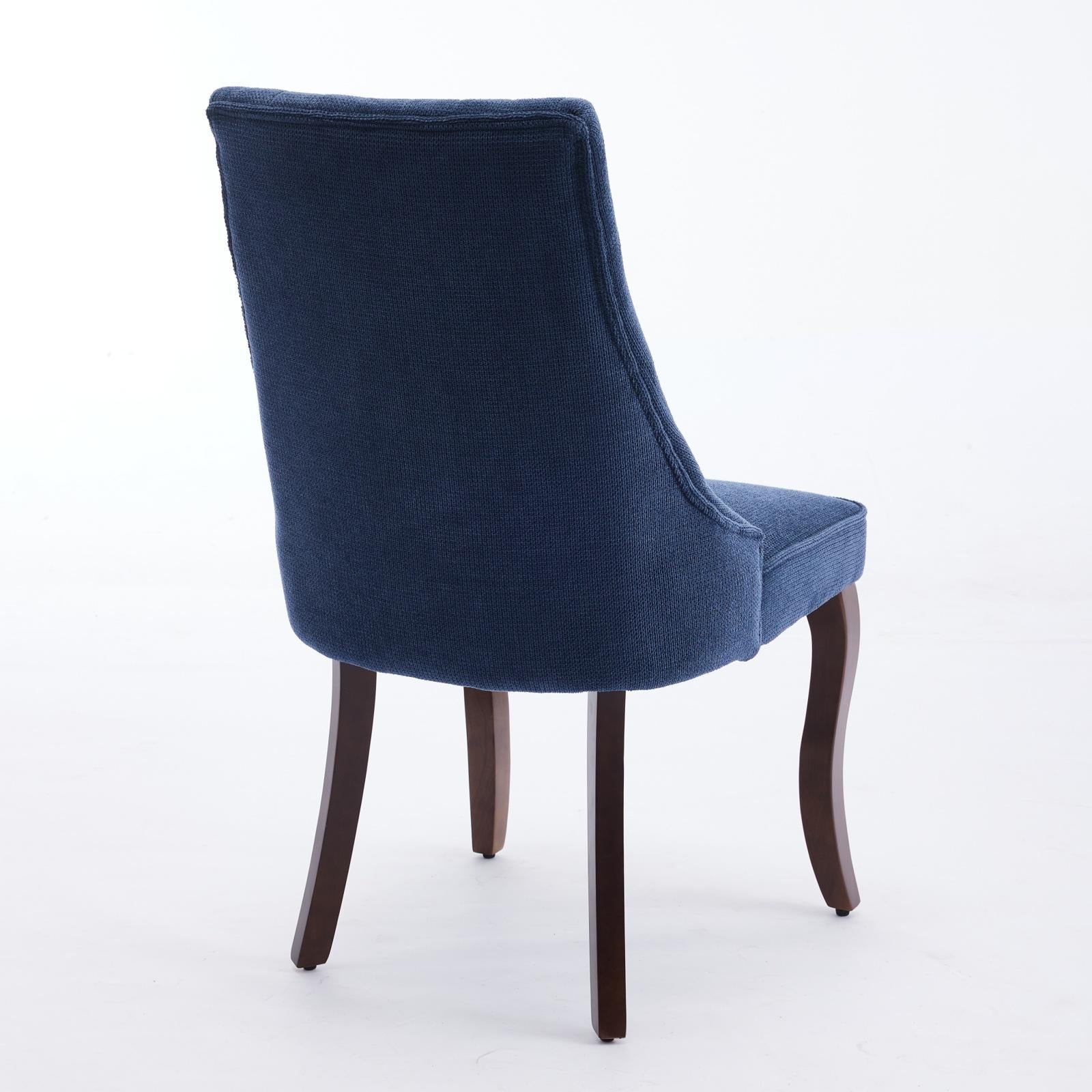 Rayon Cloth Flocking Linen Dining Chairs  Comfy Fabric Upholstered Accent Chair for Dining Room with Curved Solid Wood Legs,Set of 2